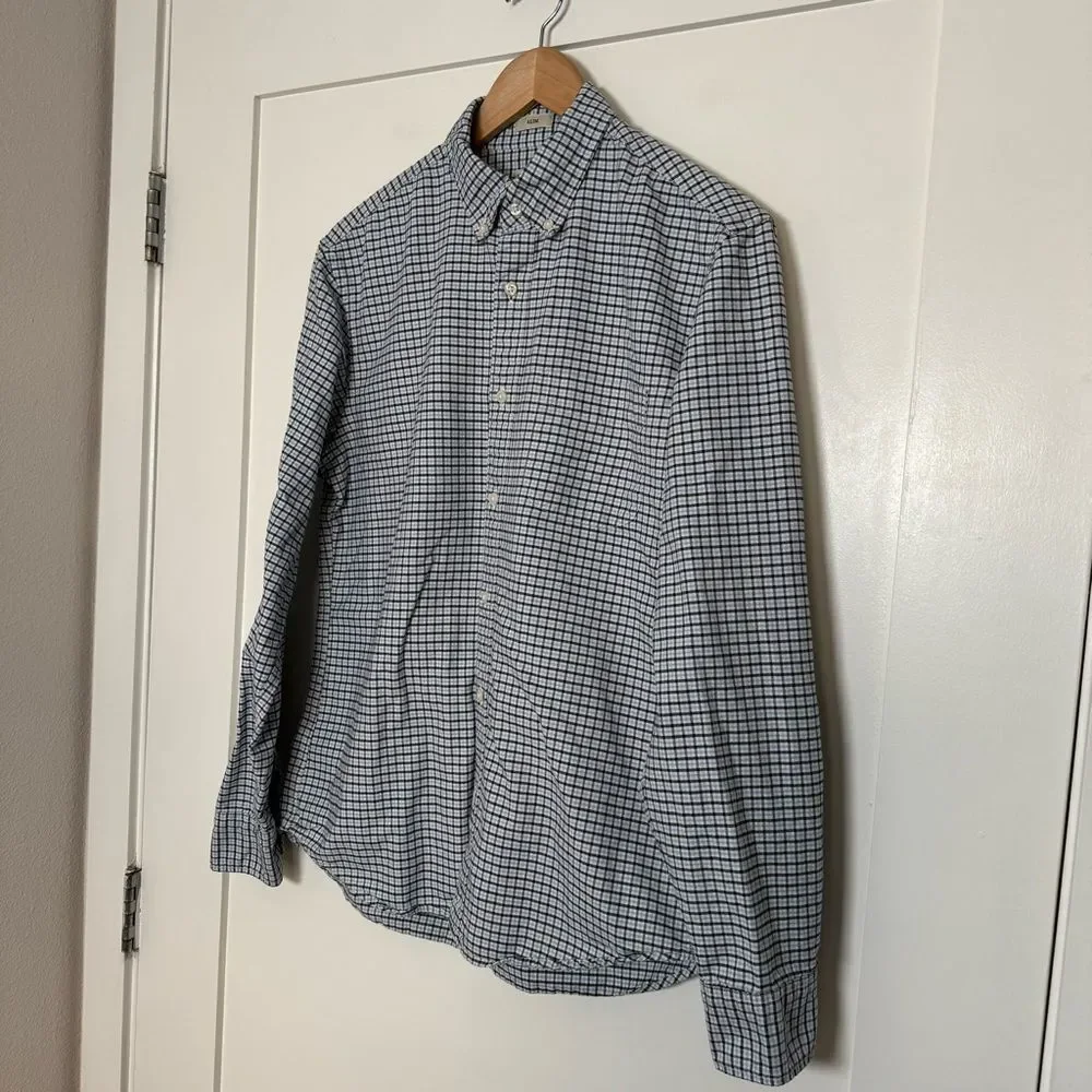 J Crew Oxford Shirt Mens Sz M Gingham Slim Fit 100% Cotton Preppy Office Career